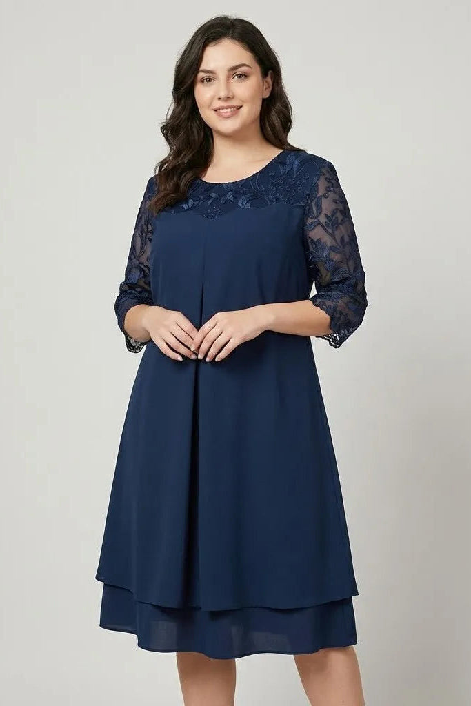 Ľubomila | Elegantné midi šaty so zdobenými rukávmi