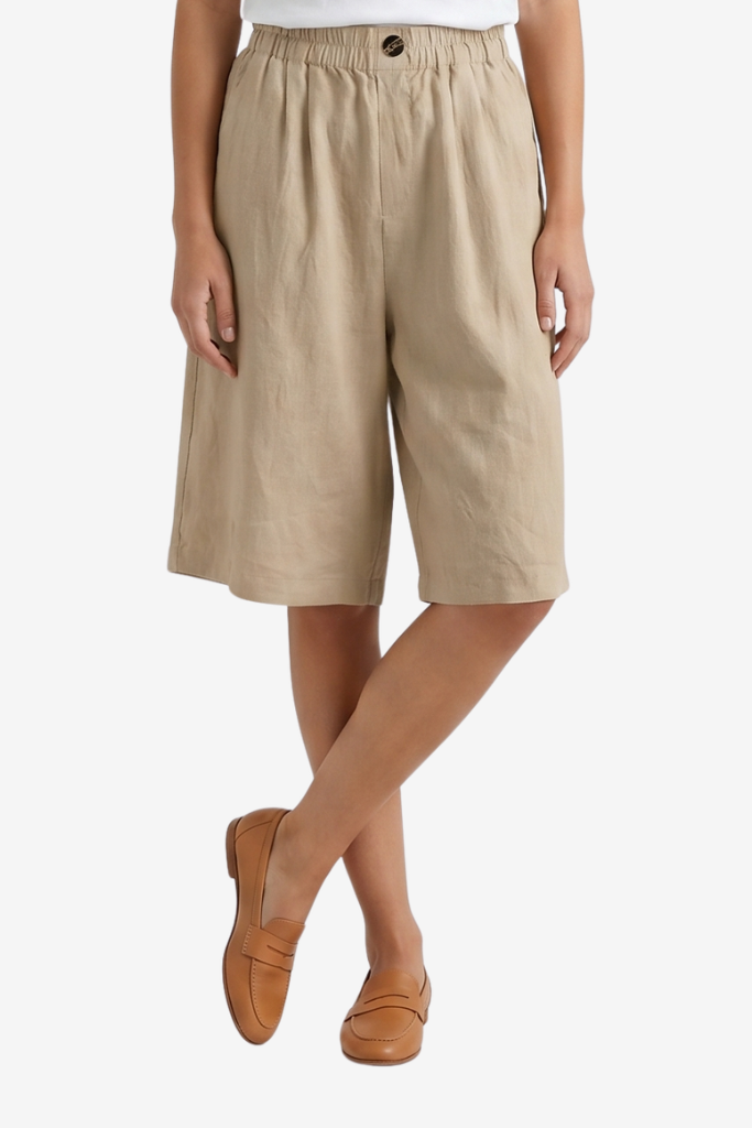 Coutivo - Short Femme Coton Taille Élastique Coupe Élégante Intemporelle