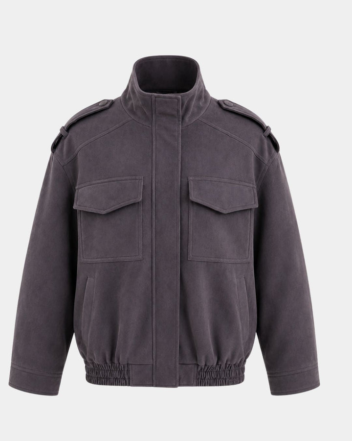 Moderná bomber bunda s vysokým golierom