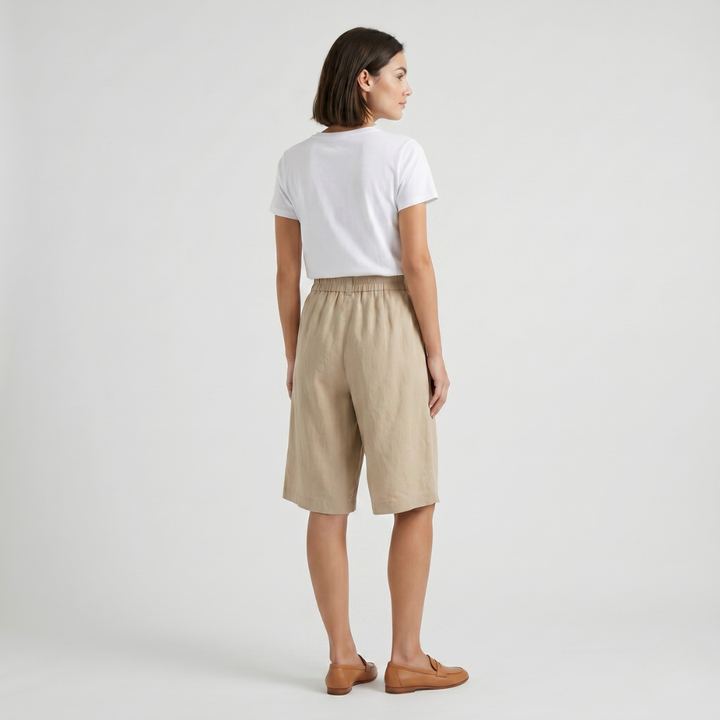 Coutivo - Short Femme Coton Taille Élastique Coupe Élégante Intemporelle
