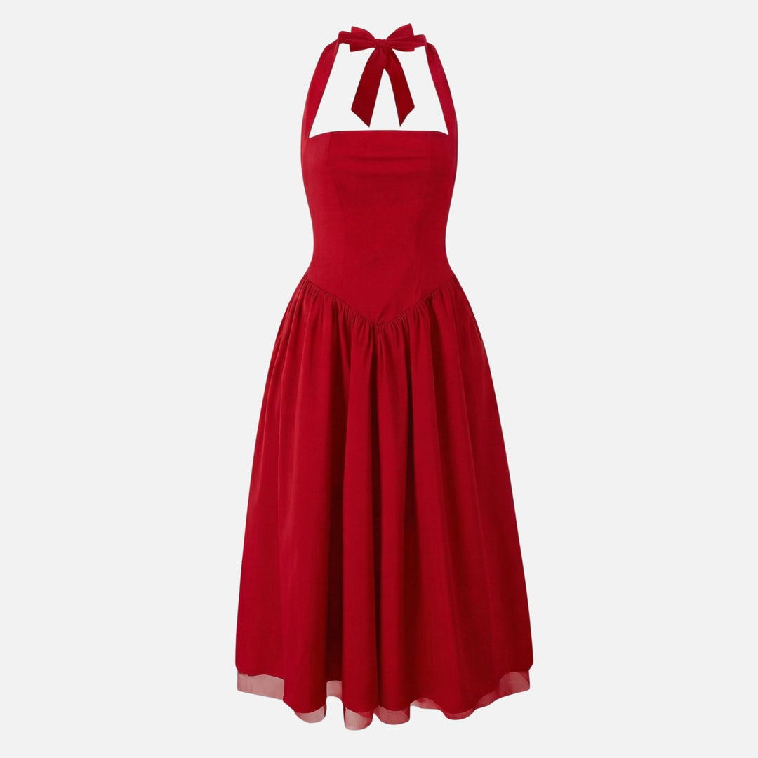 Brigita | Midi šaty fit & flare za krk