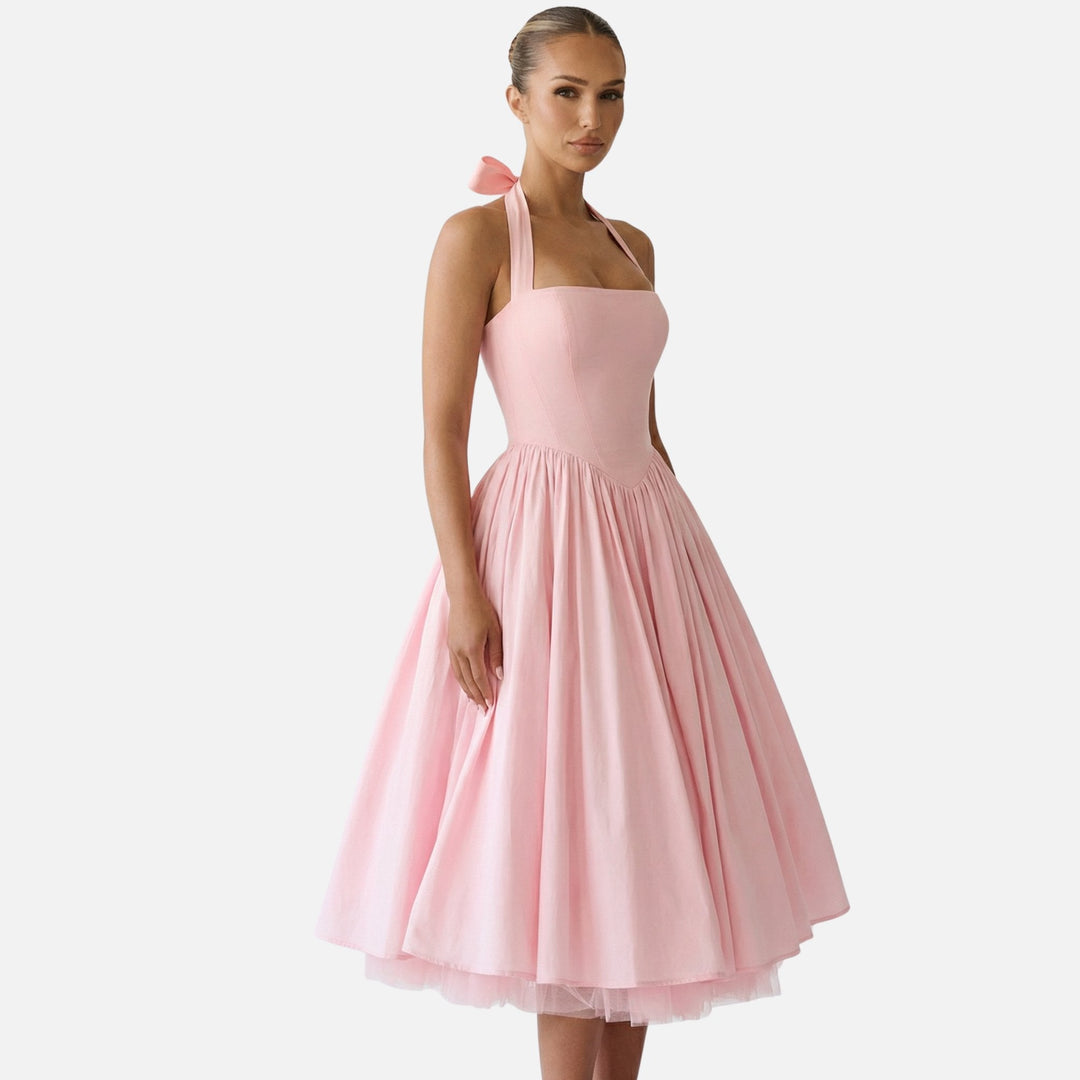 Brigita | Midi šaty fit & flare za krk