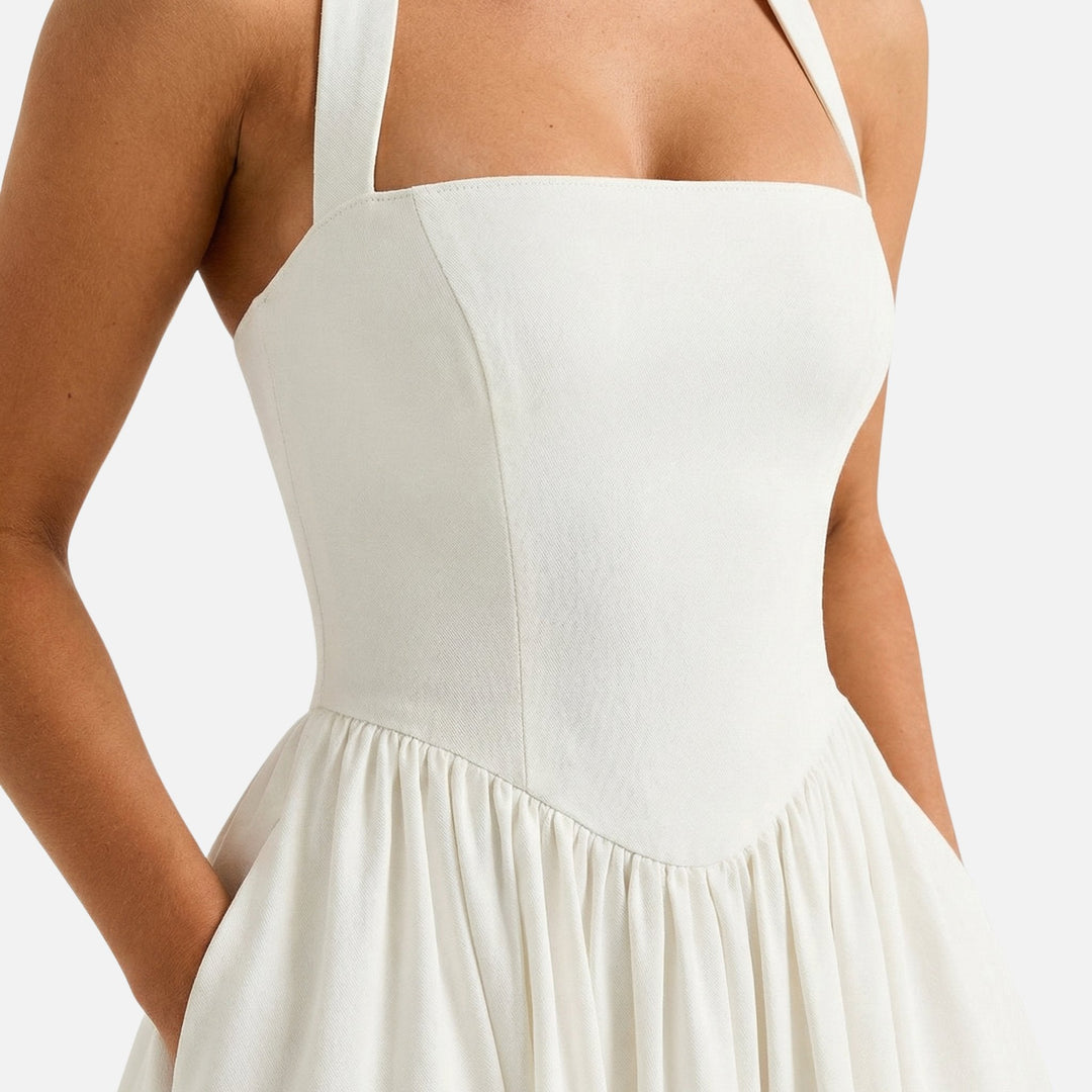 Brigita | Midi šaty fit & flare za krk