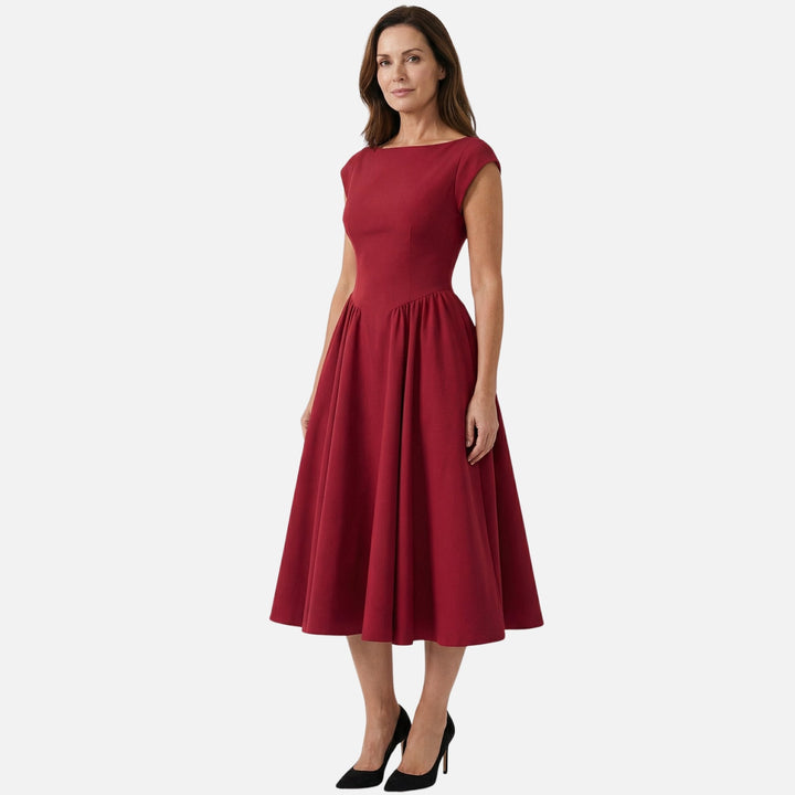 Želmíra | Midi šaty fit & flare s lodičkovým výstrihom