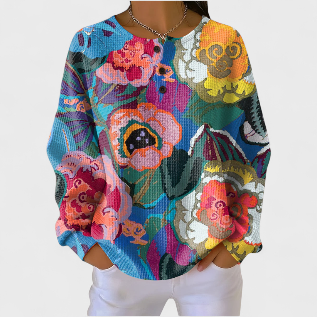 Heike | Pullover mit großen bunten Blumen