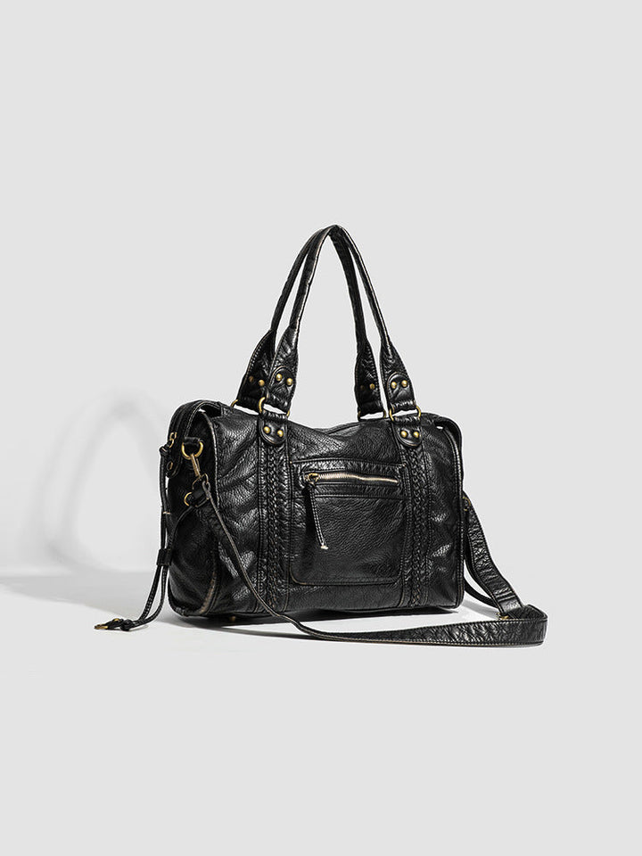 Pevná kožená crossbody kabelka
