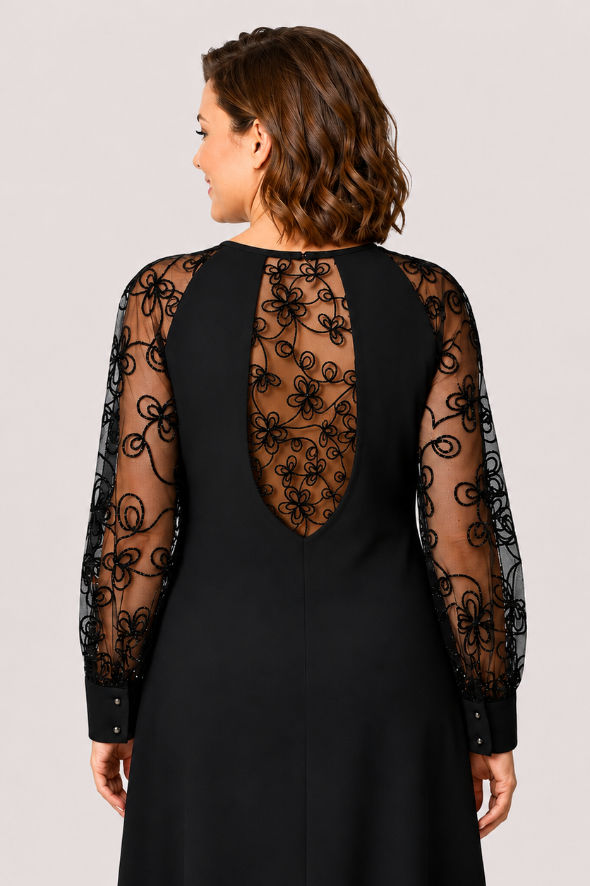 Rastislava | Elegantné čierne šaty s čipkovanými rukávmi