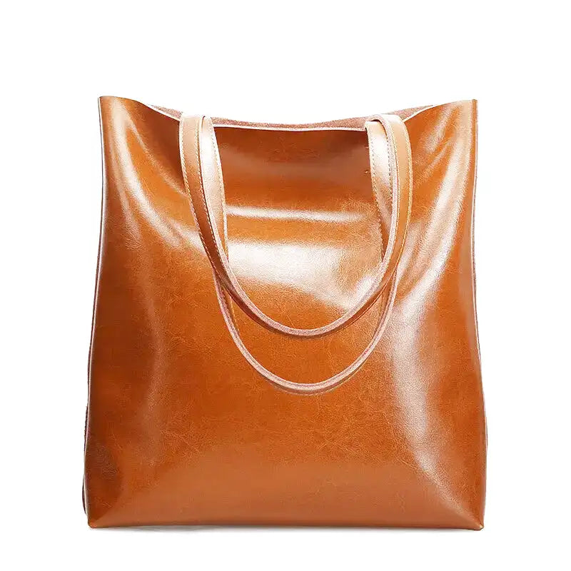 Retro kožená tote kabelka