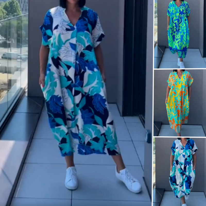 ✨Casual élégant imprimé V - cou robe pour les femmes(🔥50% de réduction)