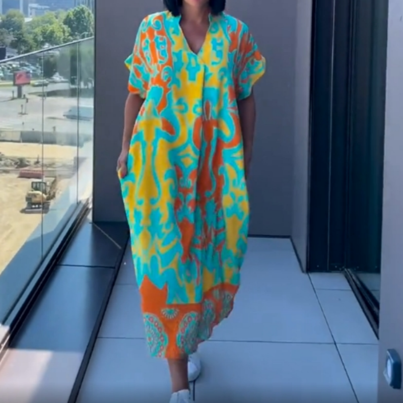 ✨Casual élégant imprimé V - cou robe pour les femmes(🔥50% de réduction)